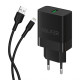 Мережевий зарядний пристрій (адаптер) 2в1 WALKER WH-35 1USB / QC3.0 / 3A / 18W + Data Cable USB to Lightning black TPS-2710000323952 2710000323952