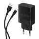 Мережевий зарядний пристрій (адаптер) 2в1 WALKER WH-35 1USB / QC3.0 / 3A / 18W + Data Cable USB to Type-C black TPS-2710000323990 2710000323990