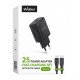 Мережевий зарядний пристрій (адаптер) 2в1 WALKER WH-64 PD_25W + Data Cable Type-C to Type-C black TPS-2710000331797 2710000331797