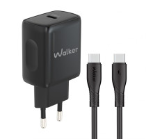 Мережевий зарядний пристрій (адаптер) 2в1 WALKER WH-64 PD_25W + Data Cable Type-C to Type-C black TPS-2710000331797 2710000331797