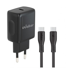 Мережевий зарядний пристрій (адаптер) 2в1 WALKER WH-64 PD_25W + Data Cable Type-C to Type-C black TPS-2710000331797 2710000331797