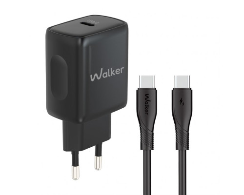 Мережевий зарядний пристрій (адаптер) 2в1 WALKER WH-64 PD_25W + Data Cable Type-C to Type-C black TPS-2710000331797 2710000331797