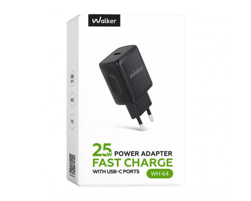 Мережевий зарядний пристрій (адаптер) WALKER WH-64 PD_25W black TPS-2710000331810 2710000331810