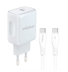 Мережевий зарядний пристрій (адаптер) 2в1 WALKER WH-64 PD_25W + Data Cable Type-C to Type-C white TPS-2710000331780 2710000331780