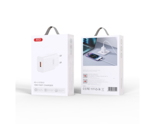МЗП XO L127 USB-A QC18W Fast Charging Charger Білий дефект пакування mag-2000001582992139619