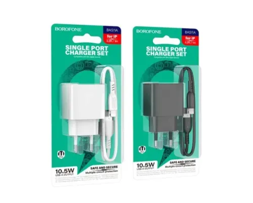 МЗП BOROFONE BAS11A Erudite single port 1USB/2.1A+ Cable Lightning білий mag-6941991104626146040