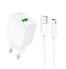 МЗП HOCO CS52A Surplus single-port QC3.0 charger set(Type-C) White mag-6942007631471145533