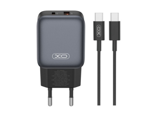 МЗП XO L156(EU) PD30W/QC18W(1A1C) fast charger + Type-C cable Чорний mag-6975837582392140450
