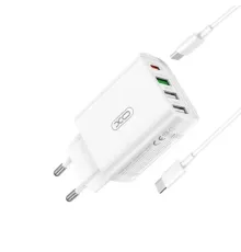 МЗП XO L120 (EU) multi port fast charging charger (USB-C 20W/USB-A 18W) with TYPE-C cable Білий mag-6920680846658144910