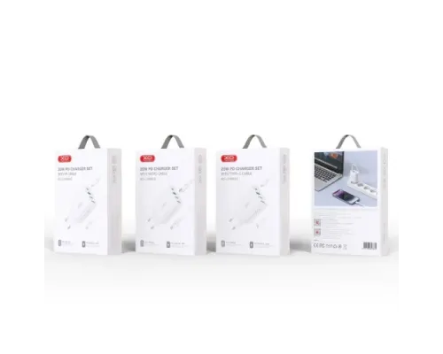 МЗП XO L120 (EU) multi port fast charging charger (USB-C 20W/USB-A 18W) with TYPE-C cable Білий mag-6920680846658144910