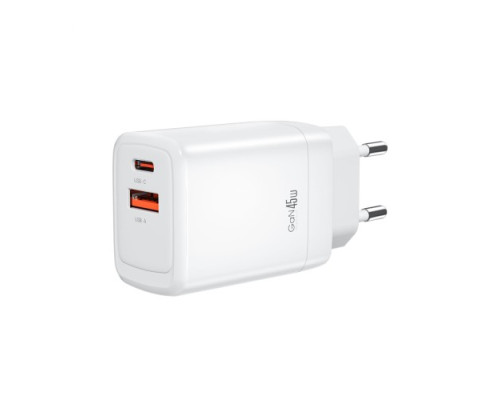 МЗП XO CE16 (EU) 45W gallium nitride fast charger(1USB-C 45W+1USB-A 22.5W) Білий mag-6920680849307140647