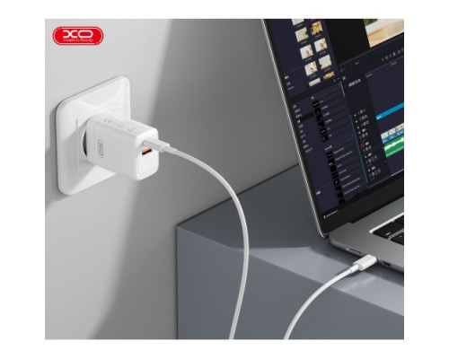 МЗП XO CE16 (EU) 45W gallium nitride fast charger(1USB-C 45W+1USB-A 22.5W) Білий mag-6920680849307140647