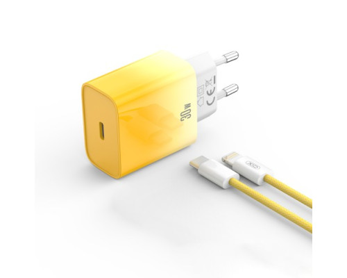 МЗП XO CE18 (EU) PD30W USB-C fast charging charger with Lightning cable Жовтий mag-692068085176860146