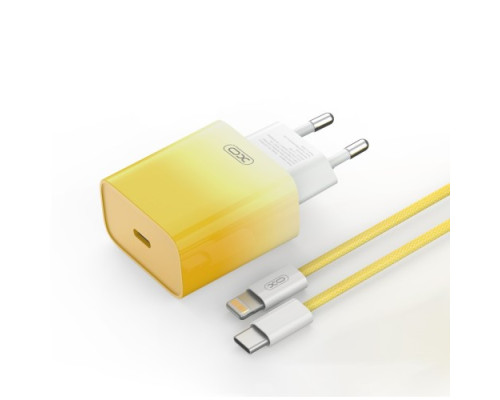 МЗП XO CE18 (EU) PD30W USB-C fast charging charger with Lightning cable Жовтий mag-692068085176860146