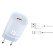 МЗП XO L157 QC3.0 18W Charging Charger with Lightning cable синій mag-6920680859351136215