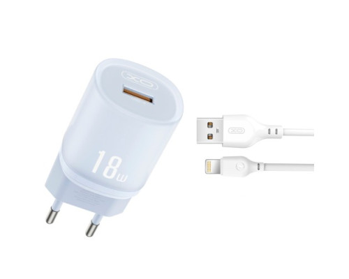 МЗП XO L157 QC3.0 18W Charging Charger with Lightning cable синій mag-6920680859351136215