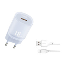 МЗП XO L157(EU) QC3.0 18W charger with TYPE-C cable (NB103) Синій mag-692068085936860192