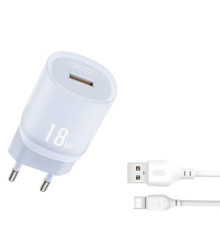 МЗП XO L157(EU) QC3.0 18W charger with TYPE-C cable (NB103) Синій mag-692068085936860192