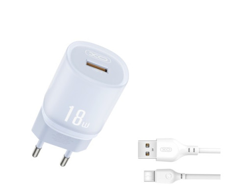 МЗП XO L157(EU) QC3.0 18W charger with TYPE-C cable (NB103) Синій mag-692068085936860192