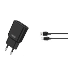 МЗП XO L92C dual 2.4A Charger with Lightning cable Чорний mag-692068082552319827