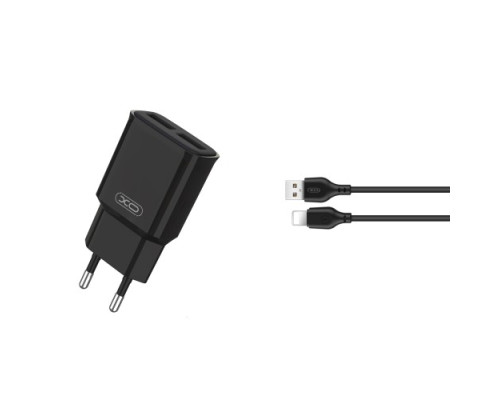 МЗП XO L92C dual 2.4A Charger with Lightning cable Чорний mag-692068082552319827