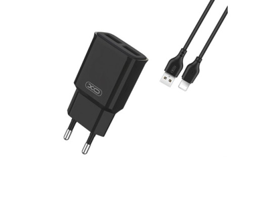 МЗП XO L92C dual 2.4A Charger with Lightning cable Чорний mag-692068082552319827