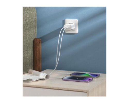 МЗП XO L105 (EU) 35W dual Type-c port fast charger with Lightning cable Білий mag-692068083302319183