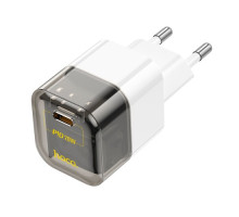 МЗП HOCO C125A Transparent tribute single-port PD20W charger Black/White mag-6931474798336139061
