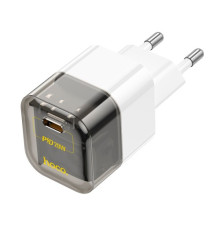 МЗП HOCO C125A Transparent tribute single-port PD20W charger Black/White mag-6931474798336139061