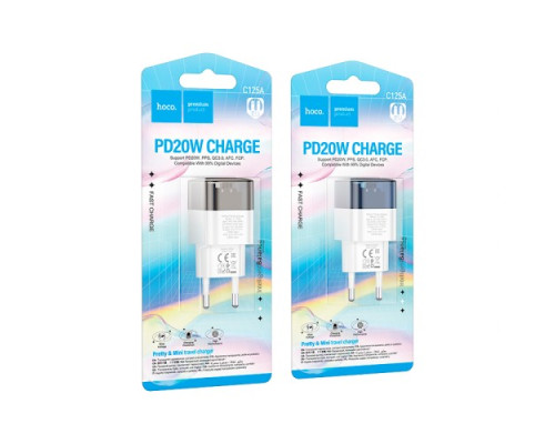 МЗП HOCO C125A Transparent tribute single-port PD20W charger Black/White mag-6931474798336139061
