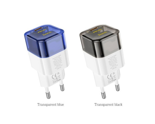 МЗП HOCO C125A Transparent tribute single-port PD20W charger Black/White mag-6931474798336139061