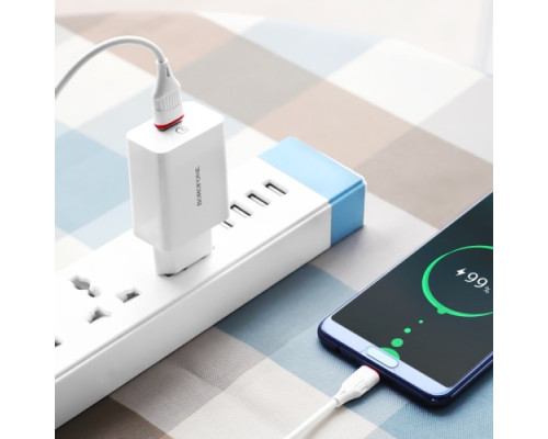 МЗП BOROFONE BA21A Long QC3.0 1USB/3A/18W білий mag-6931474702067137584
