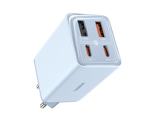 МЗП Baseus GaN6 Pro Fast 2C+2U 65W Cable Type-C to Type-C 1m Blue P10162701313-00 mag-6932172644451135309