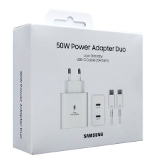 МЗП PD Samsung 50W 2USB-C+(Cable Type-C -1,8m) (white) ORIGINAL mag-2000001594919133999