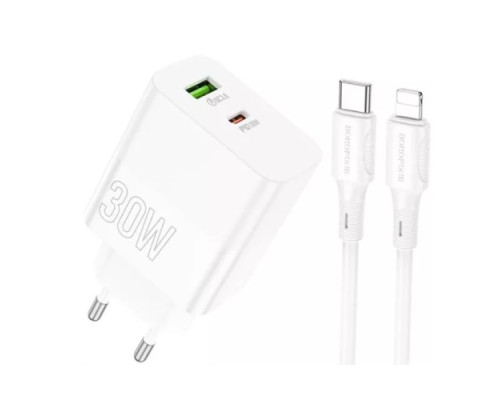 МЗП BOROFONE BA75A PD30W/QC3.0 + Cable Type-C to Lightning білий mag-6941991101090132426