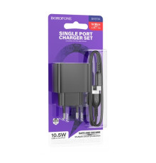 МЗП BOROFONE BAS11A Erudite single port 1USB/2.1A + Cable Micro чорний mag-6941991104633137597