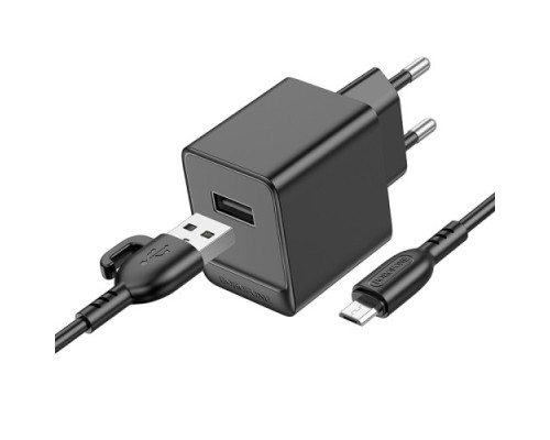 МЗП BOROFONE BAS11A Erudite single port 1USB/2.1A + Cable Micro чорний mag-6941991104633137597