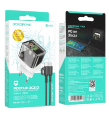 МЗП BOROFONE BA80A Scenery PD20W/QC3.0 + Cable Type-C to Type-C чорний mag-6941991105173138225