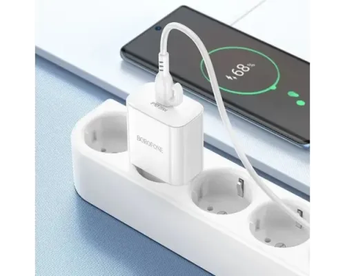 МЗП BOROFONE BA81A single port PD20W+Cable Type-C to Lightning білий mag-6941991108198146041