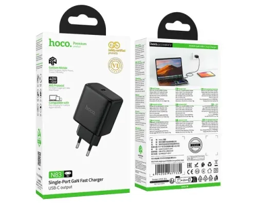 МЗП Hoco N83 Profit PD40W (1USB-C) Black mag-6942007677332153373
