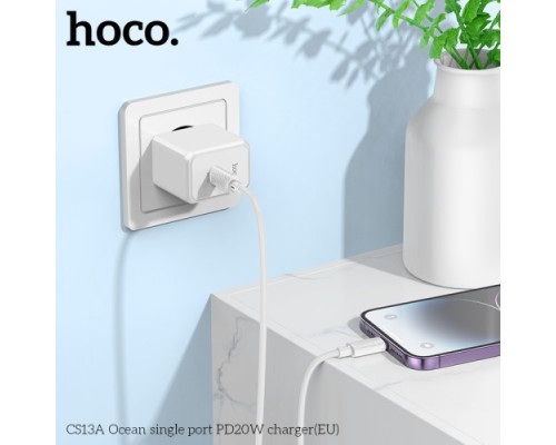 МЗП HOCO CS13A Ocean single port PD20W charger White mag-6942007603812139064