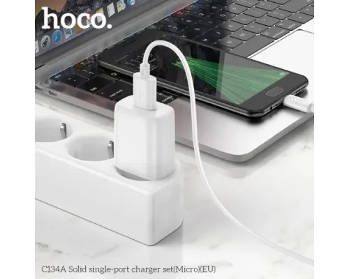 МЗП HOCO C134A Solid single-port charger set 2,4A (Micro) White mag-6942007621342144018