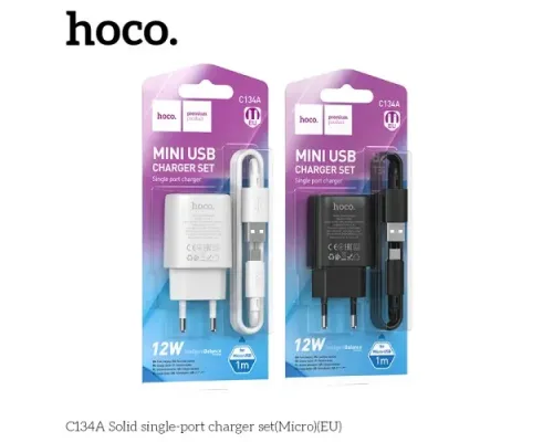 МЗП HOCO C134A Solid single-port charger set 2,4A (Micro) White mag-6942007621342144018