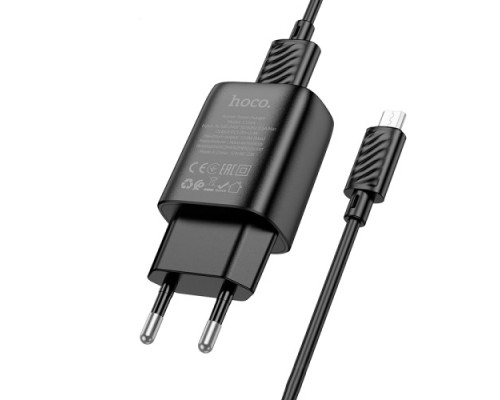 МЗП HOCO C134A Solid single-port charger set 2,4A (Micro) Black mag-6942007621335138124