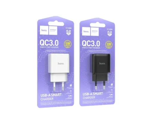 МЗП HOCO C140A Smart single port QC3.0 charger 18W (QC/FCP/AFC) Black mag-6942007627788151543