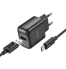 МЗП HOCO C140A Smart single port QC3.0 charger set 18W (QC/FCP/AFC) + Type-C Cable Black mag-6942007627825153846