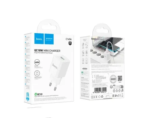 МЗП HOCO C145A Charm single port QC3.0 charger White mag-6942007630214152405