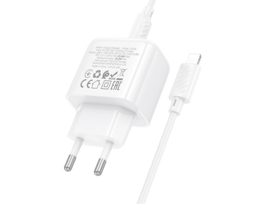 МЗП HOCO CS53A Surplus single port PD25W charger set(C to iP) White mag-6942007631495137270