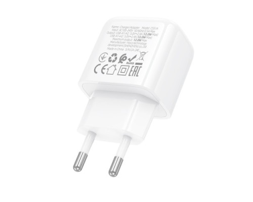 МЗП HOCO CS51A Surplus dual-port charger 2USB/2,4A White mag-6942007631419142091