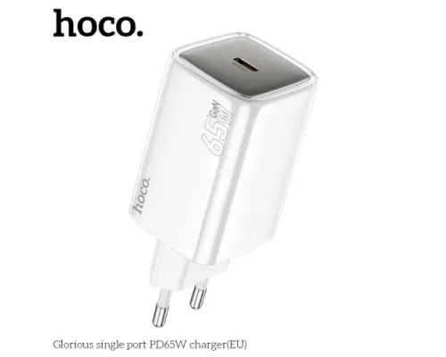 МЗП HOCO N48 Glorious single port PD65W charger(EU) White mag-6942007635424152126